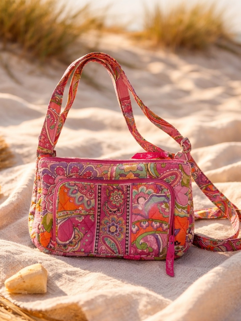 Vera Bradley Pink Floral Paisley Quilted Crossbody